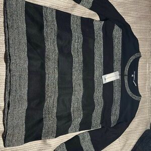 Karl Lagerfeld Black and Gray Crewneck Sweater